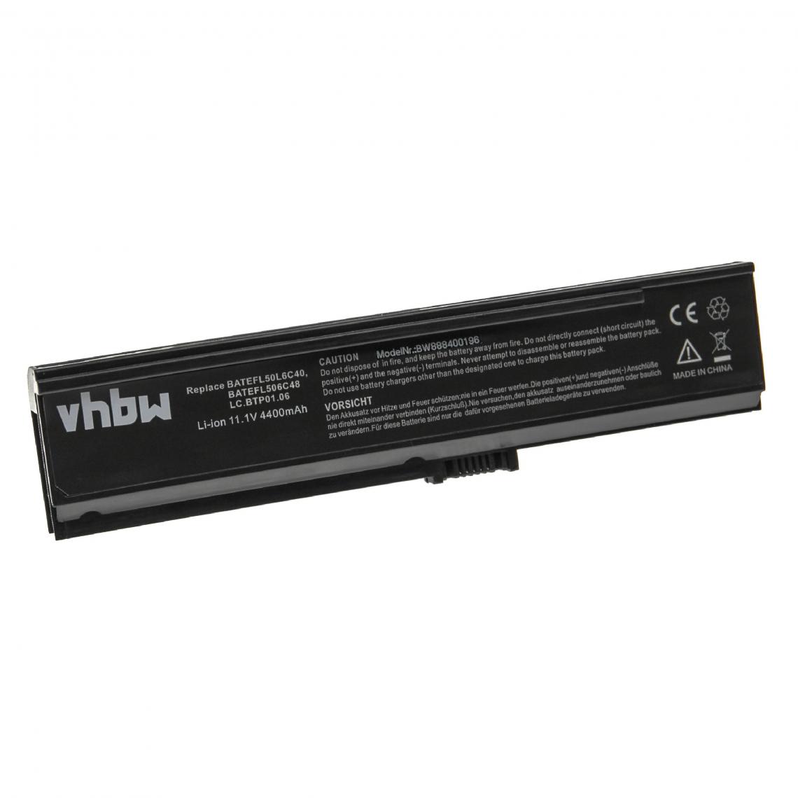 Vhbw - vhbw Batterie remplacement pour Acer BT.00604.012, BT.00903.007, CGR-B/6H5, LC.BPT00.001 pour ordinateur portable Notebook (4 400mAh, 11,1V, Li-ion) - Batterie PC Portable