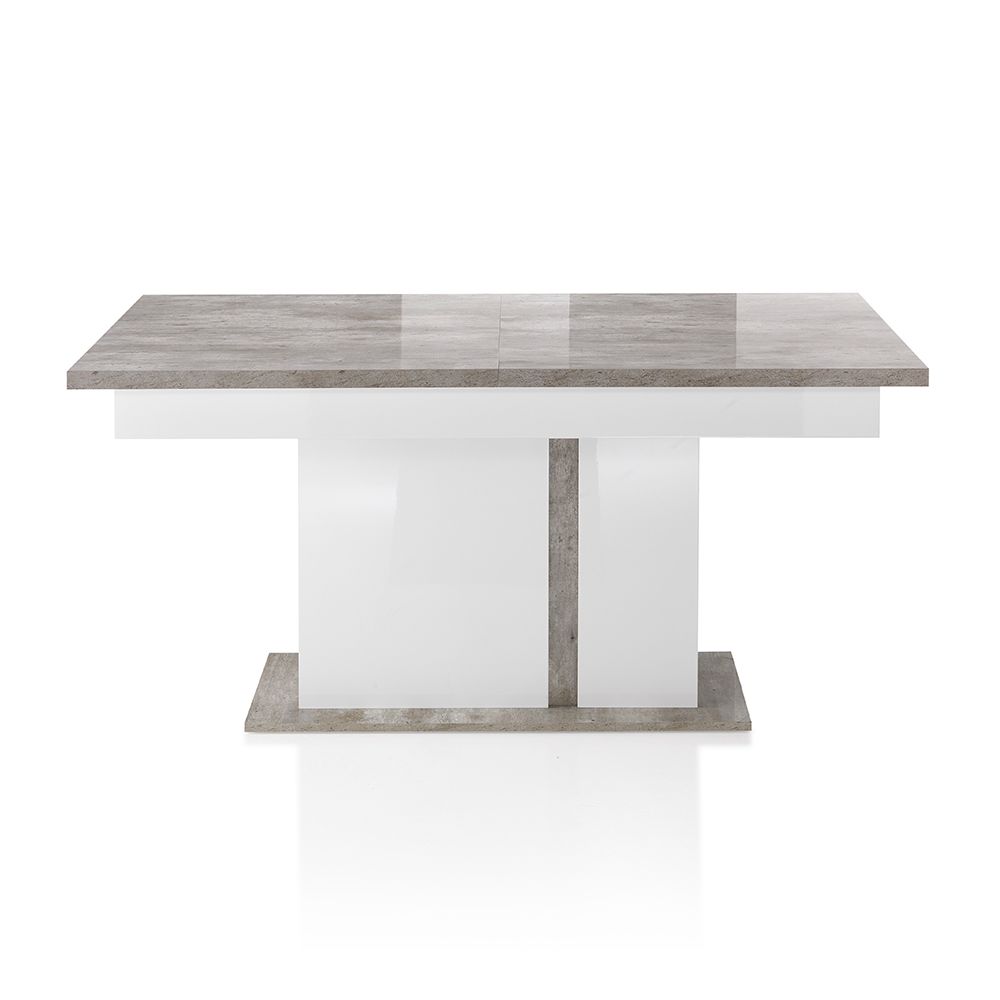 Nouvomeuble - Table à manger extensible gris et blanc SANTORIN - Tables à manger