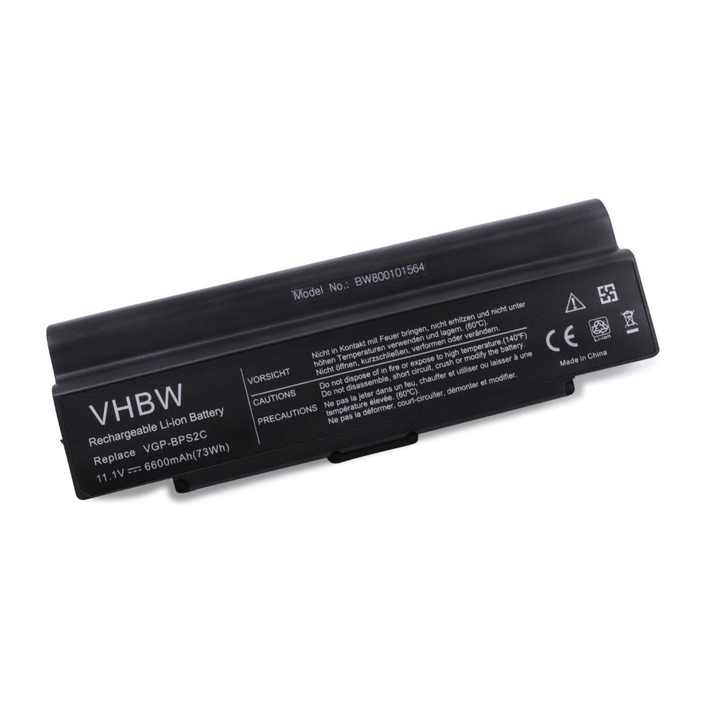 Vhbw - vhbw batterie Li-Ion 6600mAh (11.1V) pour Notebook ordinateur Sony VAIO VGN-C190CP/P, VGN-C190P/H, VGN-C1S/H, VGN-C1S/P, VGN-C1S/W, VGN-C1Z/B,VGP-BPS2 - Batterie PC Portable