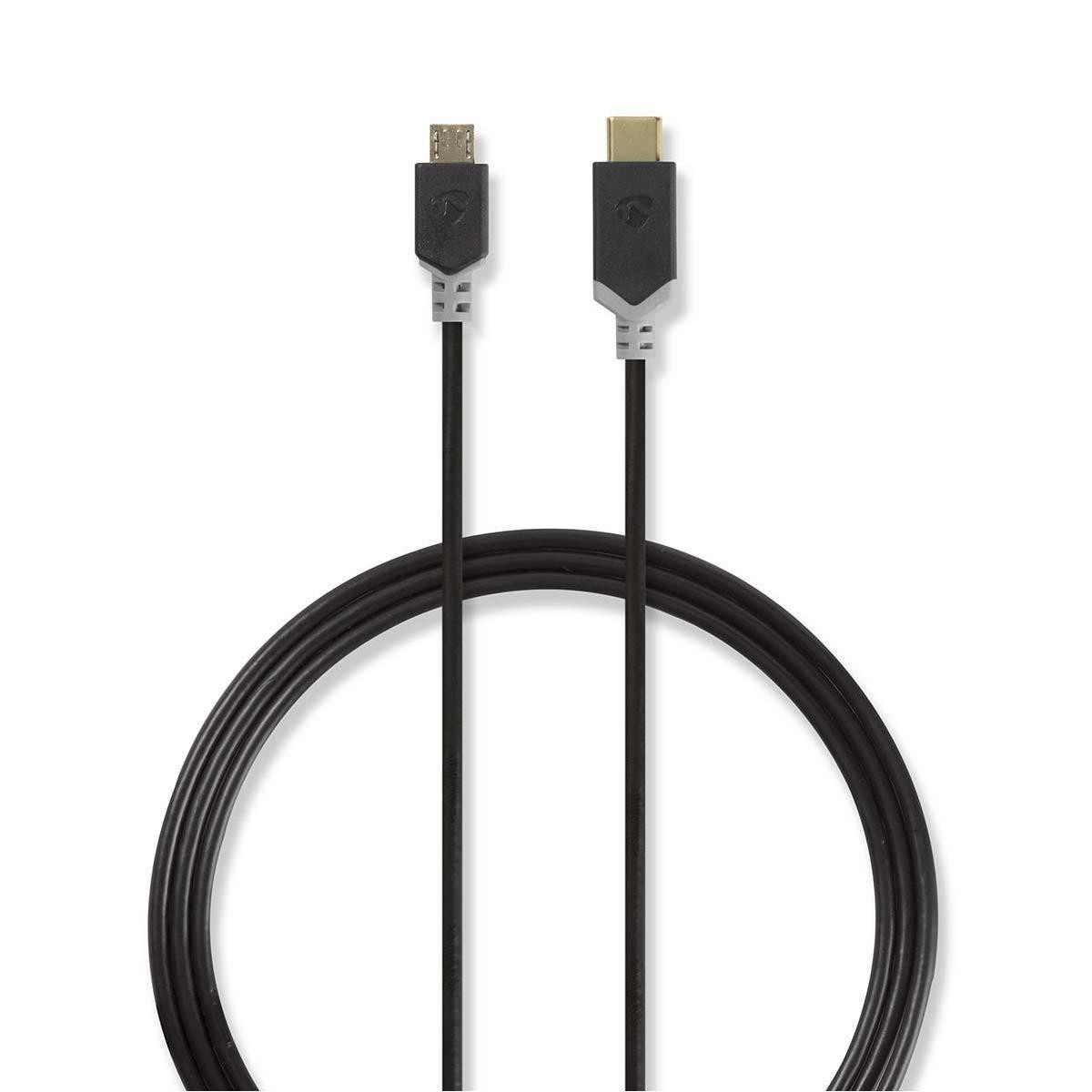 Nedis - Nedis Câble USB 2.0 Type-C Mâle - Micro B Mâle 1,0 m Anthracite - Câble antenne