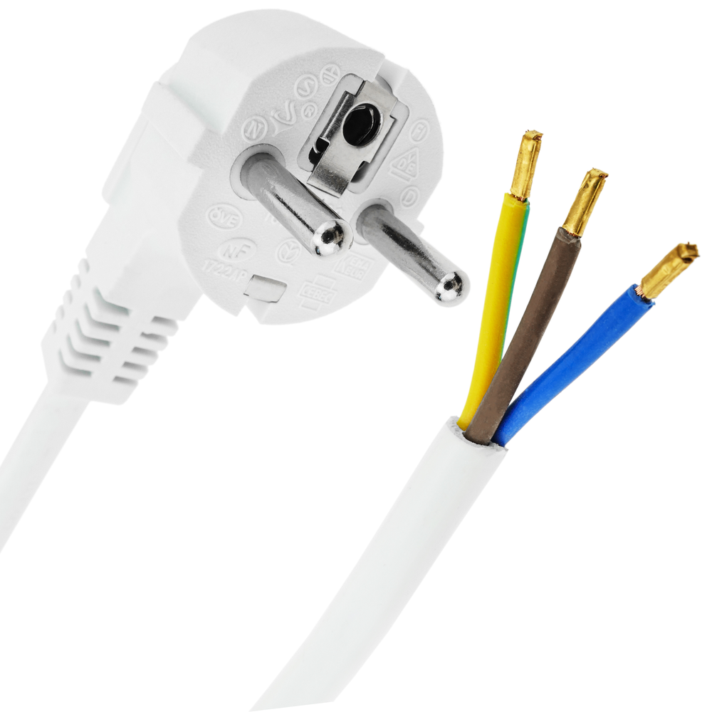 Bematik - Câble d'alimentation H05VV-F 1.8m schuko à ouvert 3x1.50mm² blanc - Fils et câbles électriques