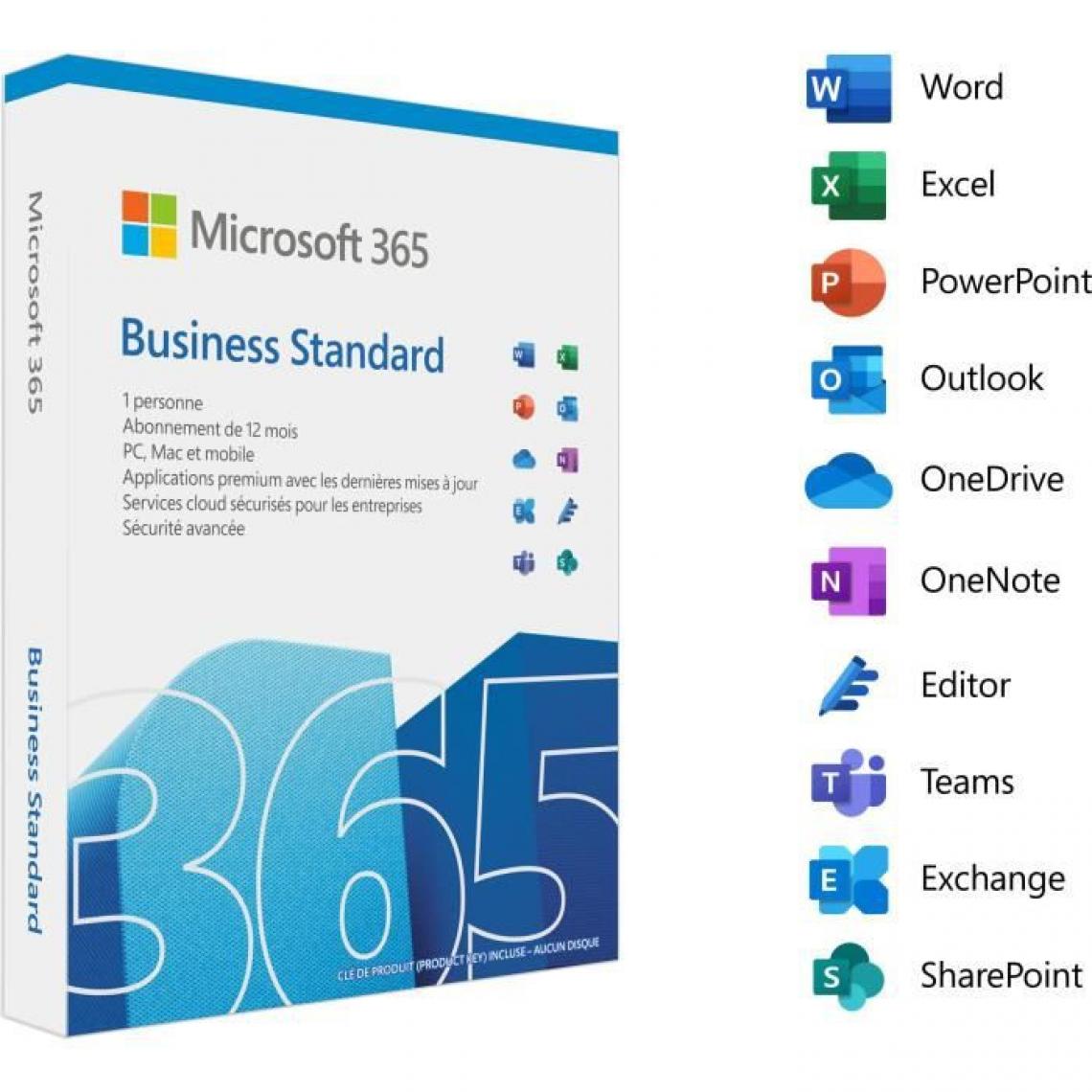 Microsoft - MICROSOFT 365 Business Standard - 1 utilisateur - PC ou Mac - Abonnement 1 an - Correcteurs & Traducteurs