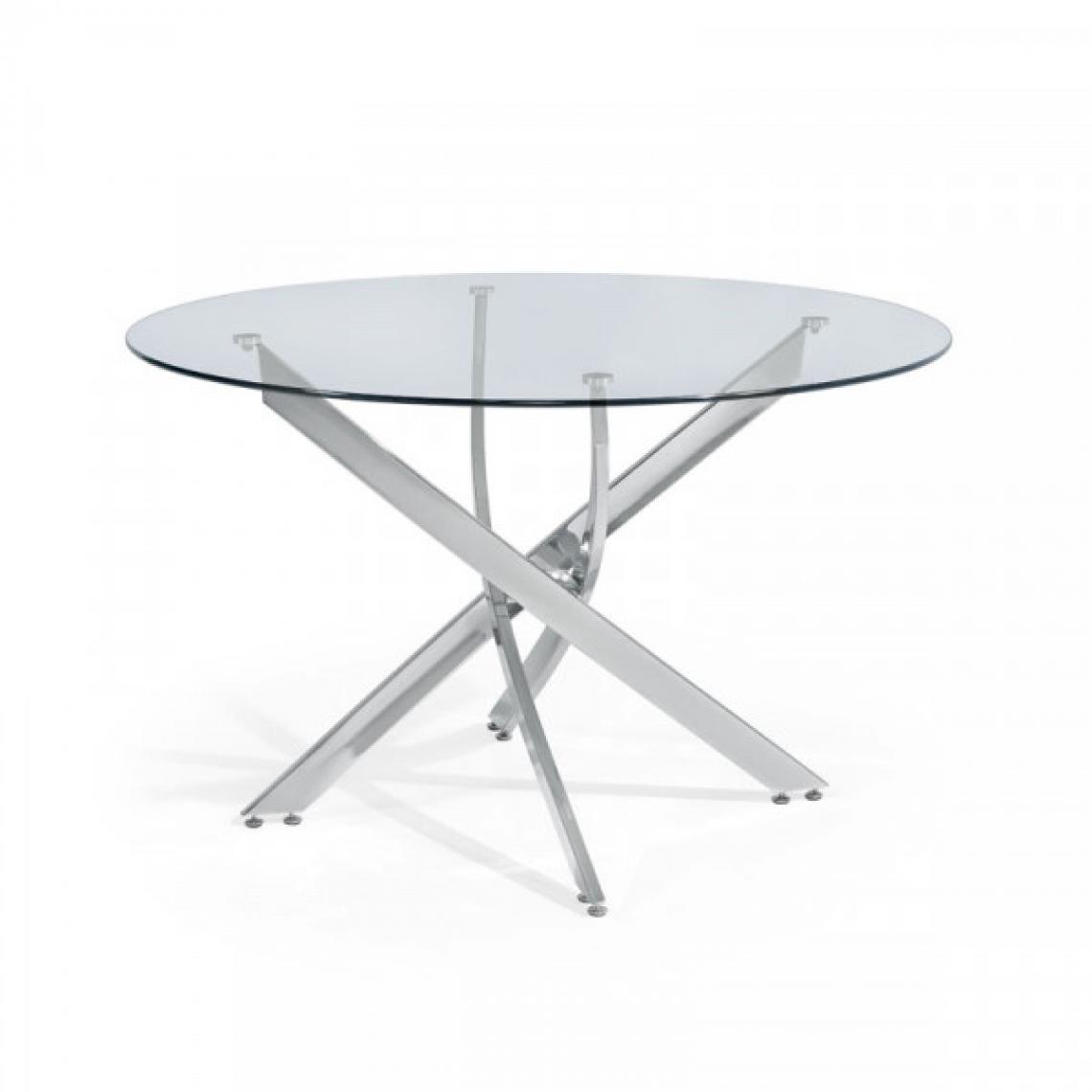 Dansmamaison - Table ronde en verre 120 cm - PEDRO - L 120 x l 120 x H 75 cm - Tables à manger