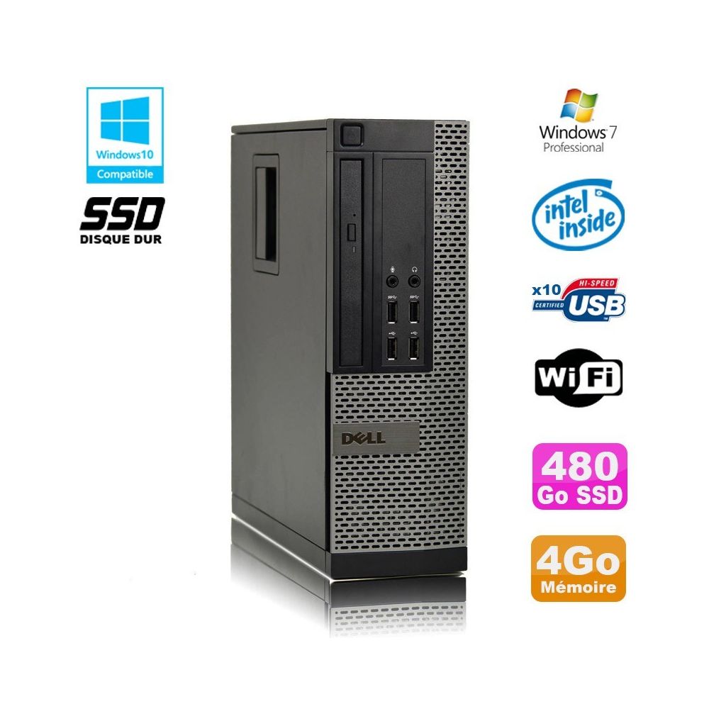 Dell - PC DELL Optiplex 790 SFF Intel G840 2.8Ghz 4Go DDR3 480Go SSD WIFI Win 7 Pro - PC Fixe