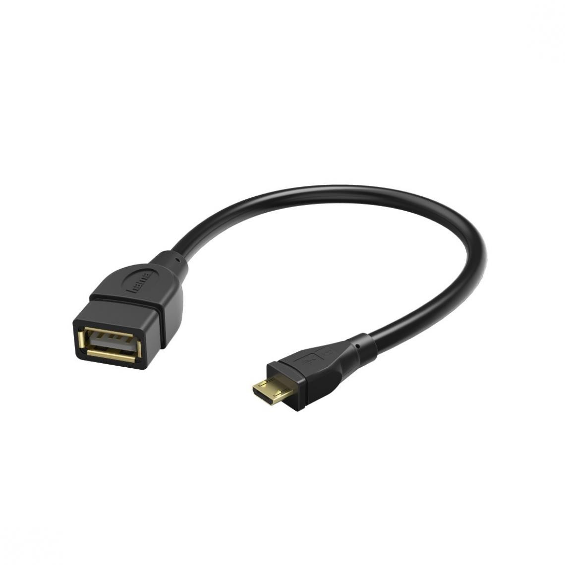 Hama - Câble adaptateur USB 2.0, OTG, mâle micro-B vers USB-A femelle, 15 cm, noir - Câble antenne