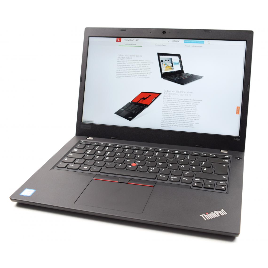 Lenovo - Ordenador Portátil Reacondicionado Lenovo ThinkPad L480, Intel Core i5-8250U, 8GB RAM, 256GB SSD, 14"FHD, WLAN, Bluetooth, WebCam, Grado A - PC Portable