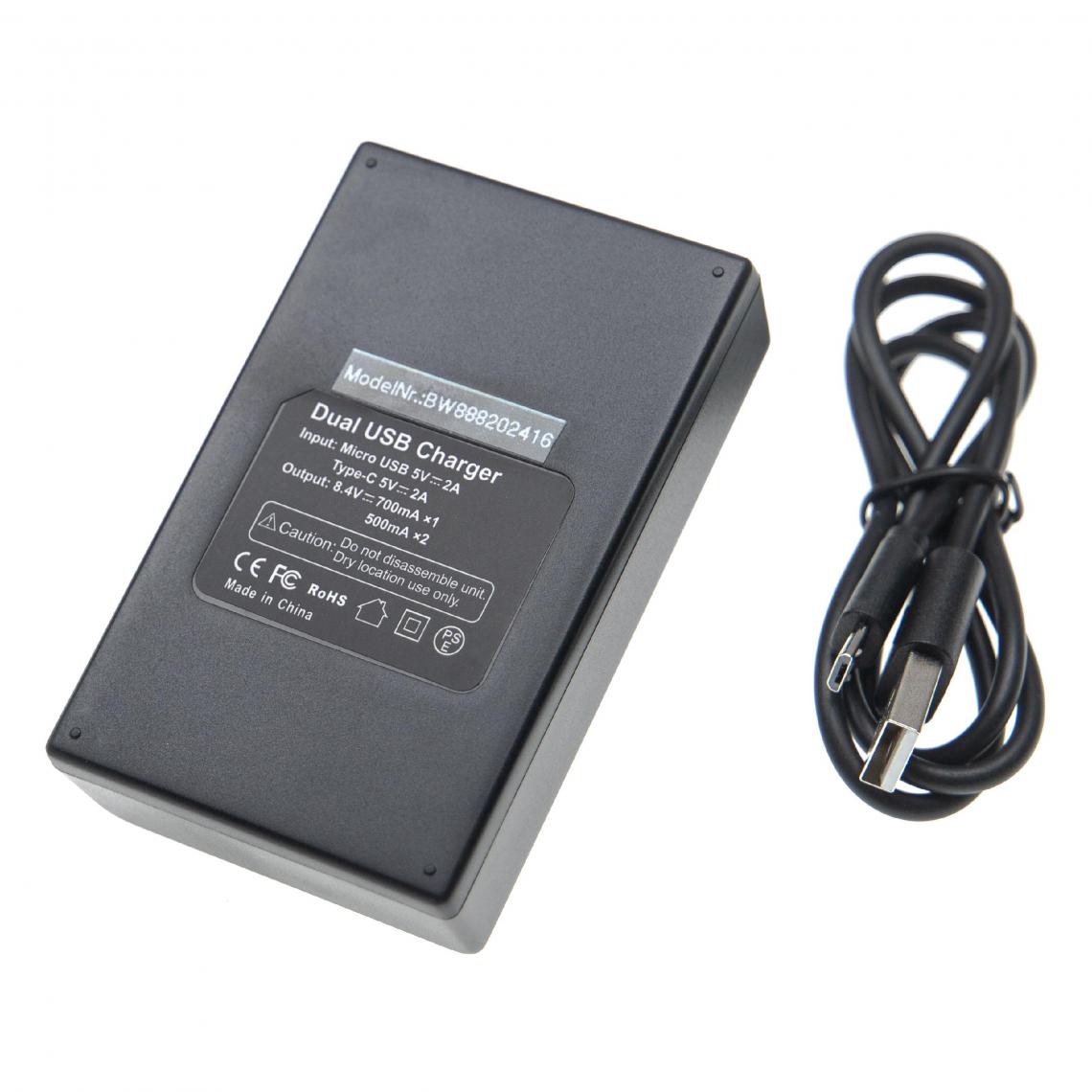 Vhbw - vhbw Chargeur de batterie double USB/micro-USB compatible avec Sony Alpha ILCE-7K/B appareil photo, DSLR, action-cam + câble micro-USB - Batterie Photo & Video