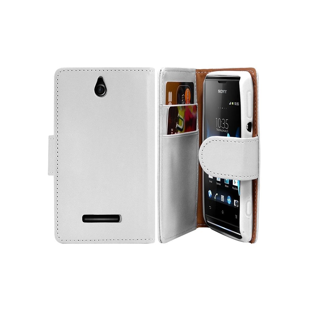 Karylax - Housse Coque Etui Portefeuille pour Sony Xperia E Couleur Blanc - Autres accessoires smartphone
