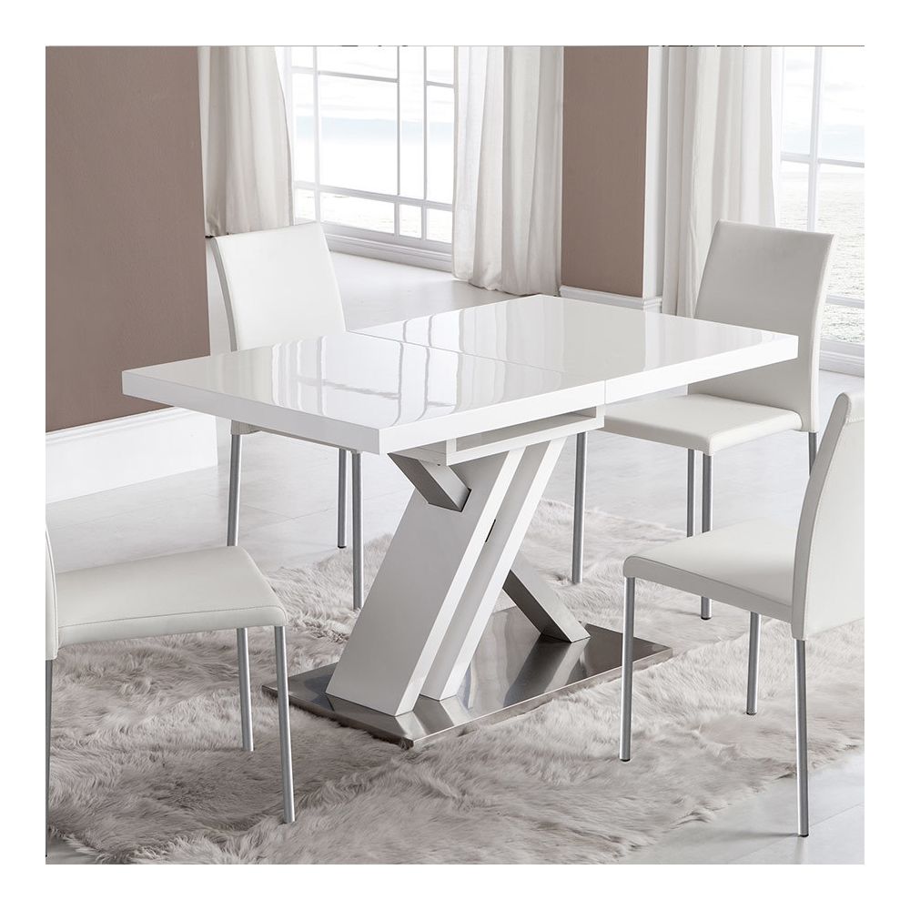 Nouvomeuble - Table extensible laquée blanche design MONTANA - Tables à manger