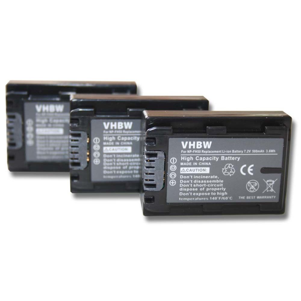 Vhbw - vhbw set de 3 batteries 500mAh pour caméscope Sony DCR-DVD106(E), DCR-DVD109(E), DCR-DVD110(E), DCR-DVD115(E), DCR-DVD150, DCR-DVD150E - Batterie Photo & Video