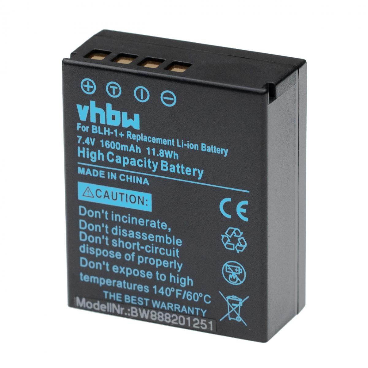 Vhbw - vhbw batterie compatible avec Olympus E-M1 Mark II mirrorless, OM-D appareil photo DSLR (1600mAh, 7,4V, Li-Ion) avec puce d'information - Batterie Photo & Video