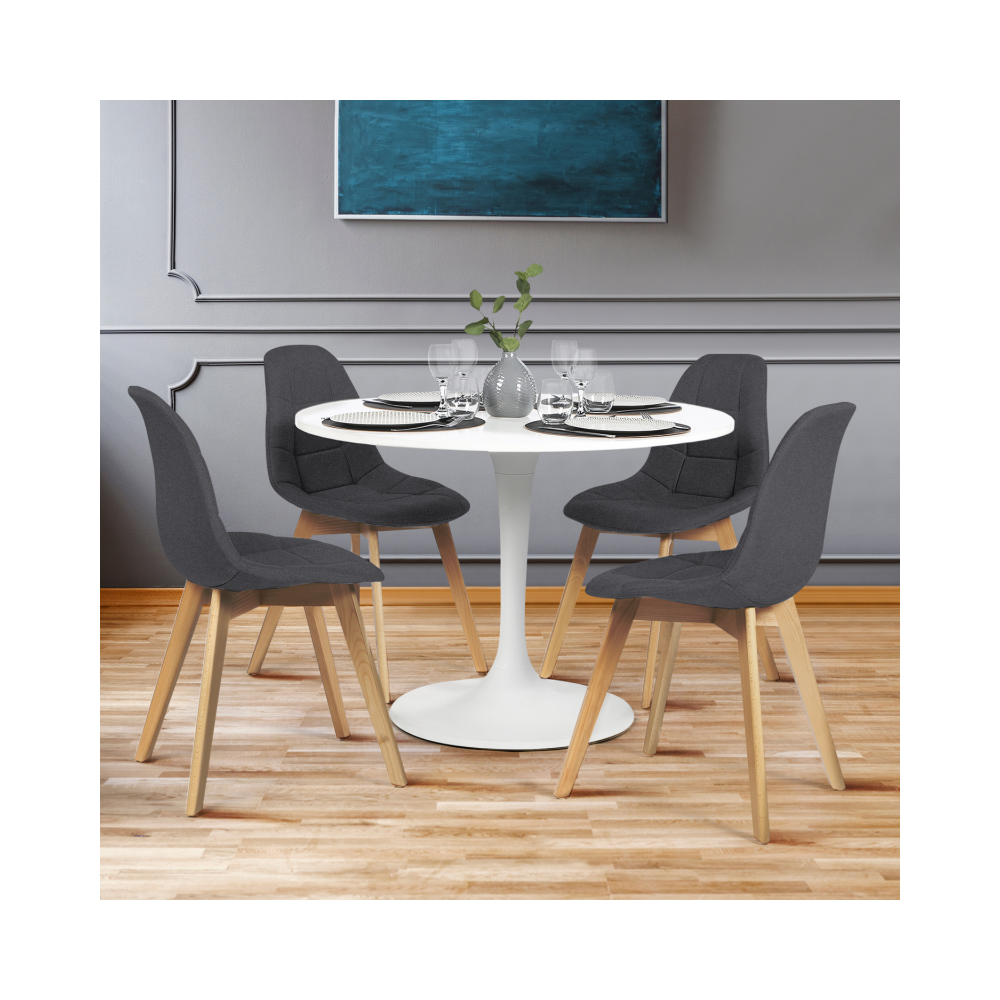 Idmarket - Lot de 4 chaises GABY grises en tissu pour salle à manger - Chaises