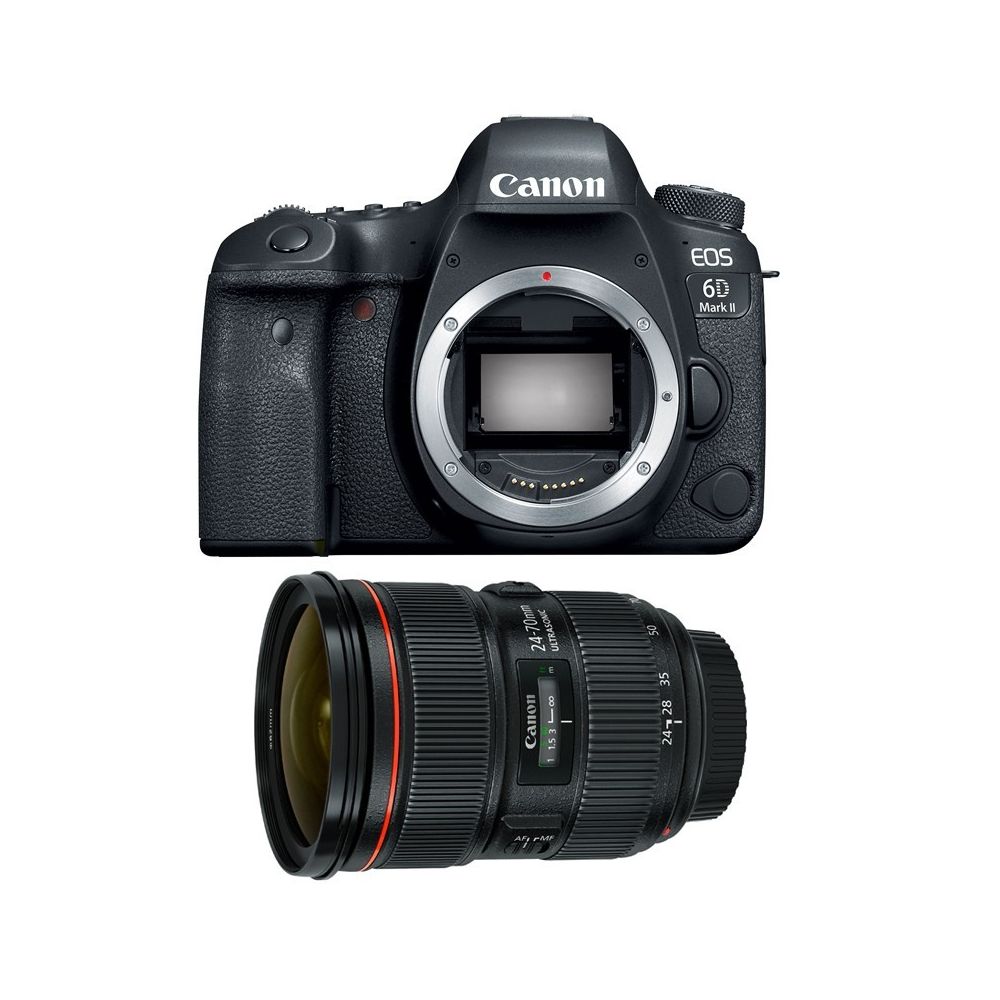 Canon - PACK CANON EOS 6D MARK II + EF 24-70 f/2.8L II USM - Reflex professionnel