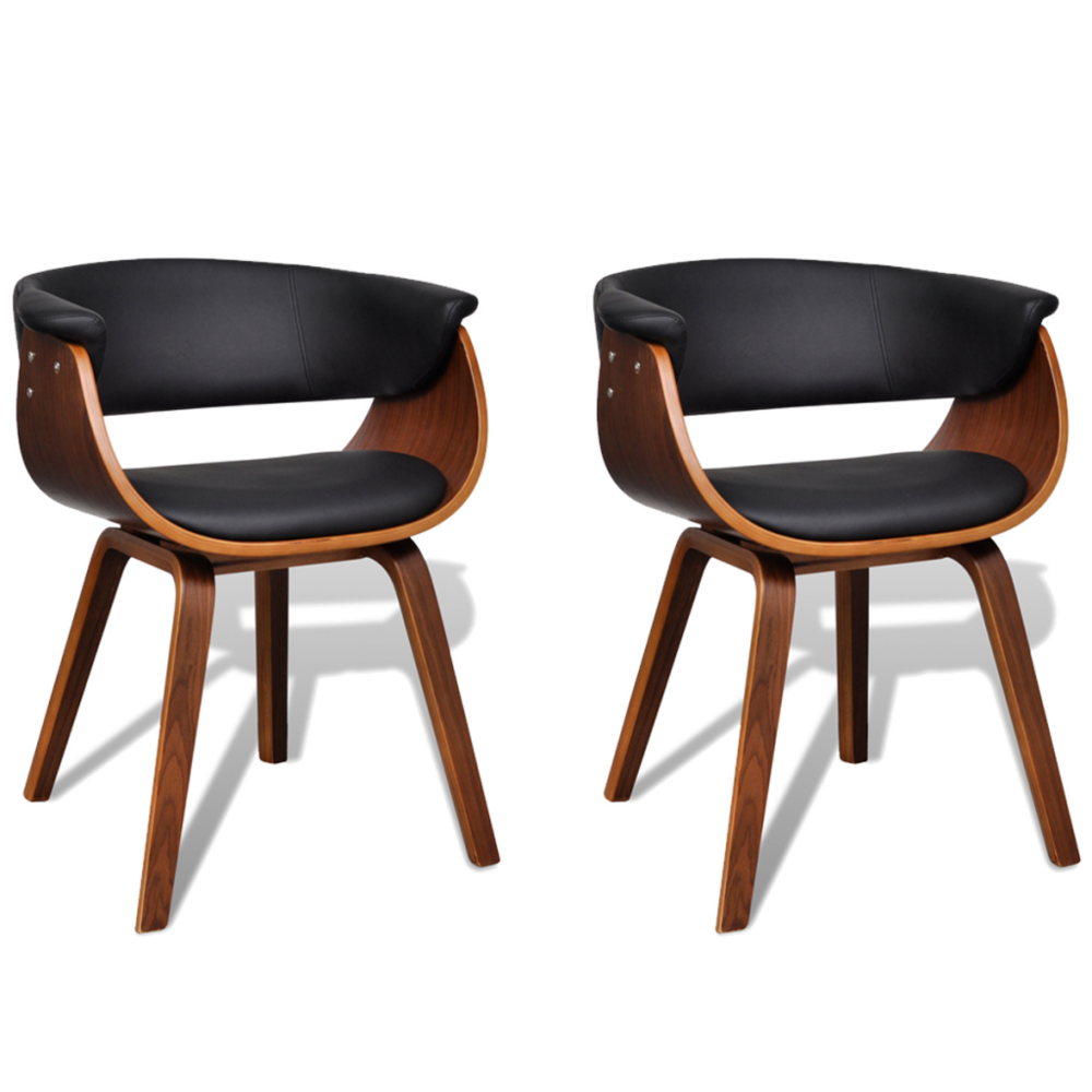 Helloshop26 - 2 Chaises de cuisine salon salle à manger design noir bois 1902045 - Chaises
