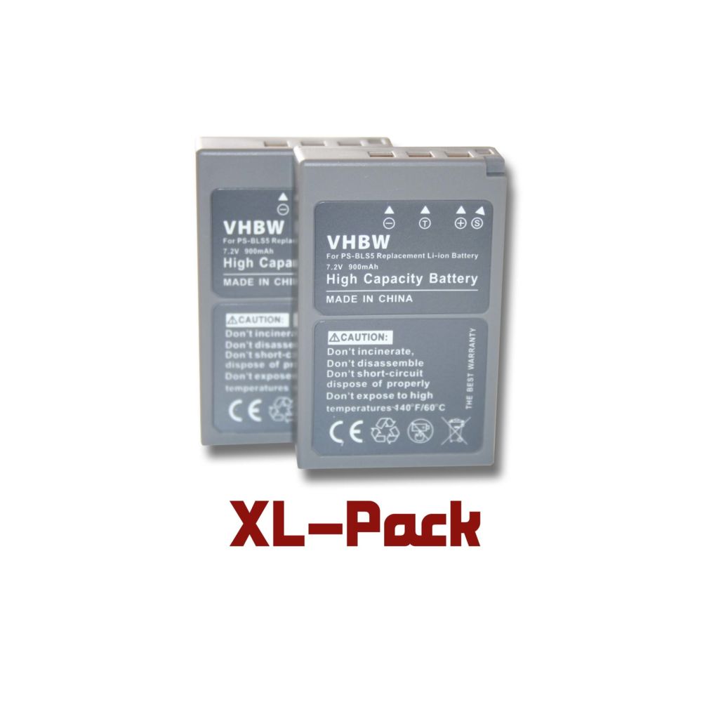 Vhbw - vhbw 2x batteries compatibles avec Olympus Pen E-PL9, remplace PS-BLS5 (900mAh, 7,2V, Li-Ion) - Batterie Photo & Video