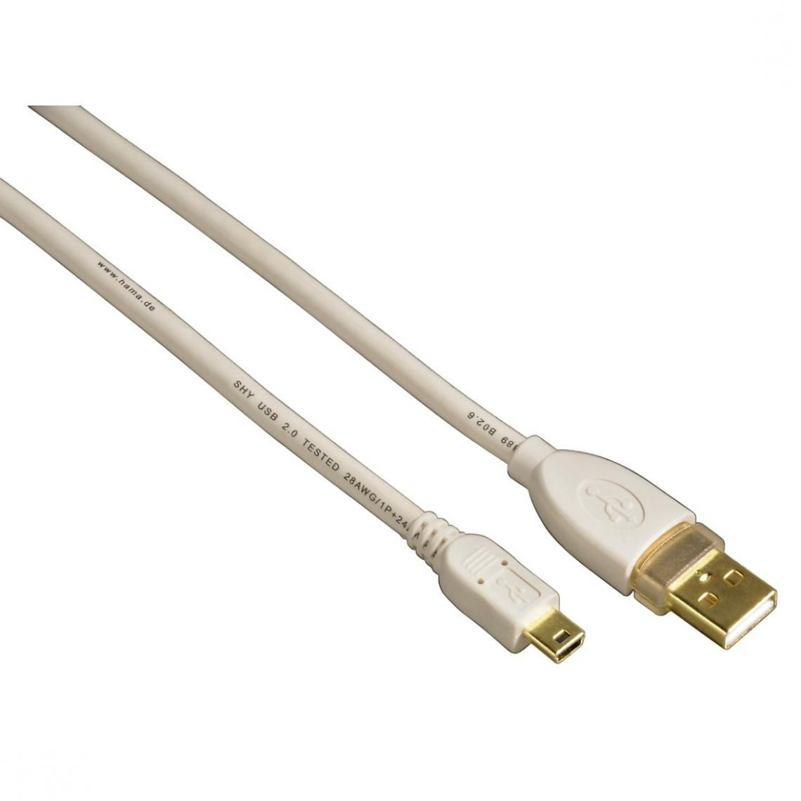 Hama - Câble de connexion USB 2.0, fiche A - mini fiche B, 1,8 m, blanc - Câble antenne