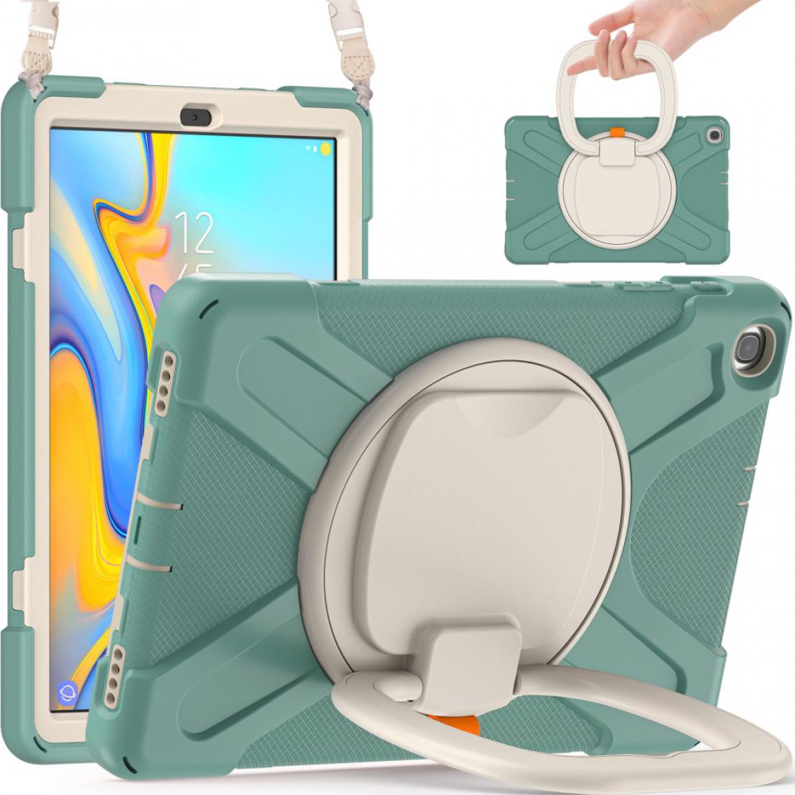 Other - Coque en TPU (Style B) avec béquille pivotante à 360° et bandoulière Vert foncé/blanc pour votre Samsung Galaxy Tab A 10.1 (2019) - Housse, étui tablette