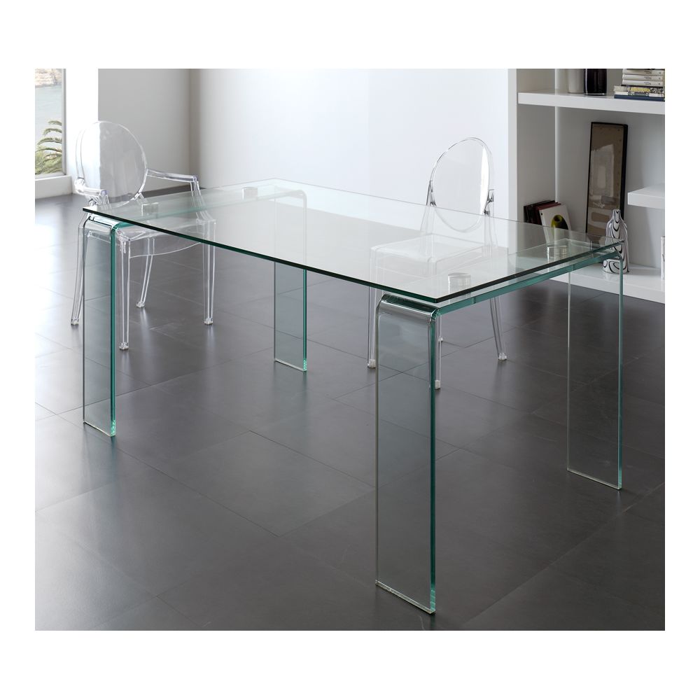 Happymobili - Table de salle à manger en verre design CHIBA - Tables à manger