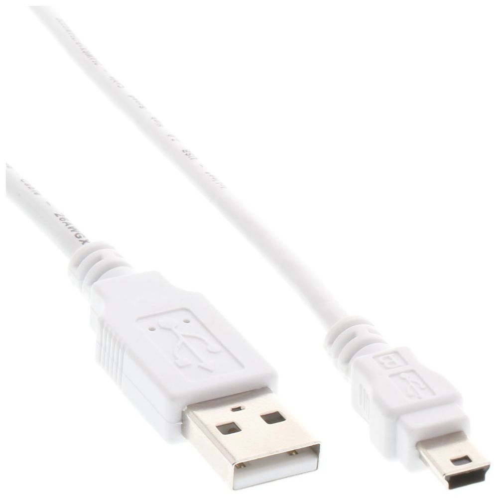 Inline - Mini câble InLine® USB 2.0 de type A mâle à Mini-B mâle 5 broches blanc 1 m - Câble USB