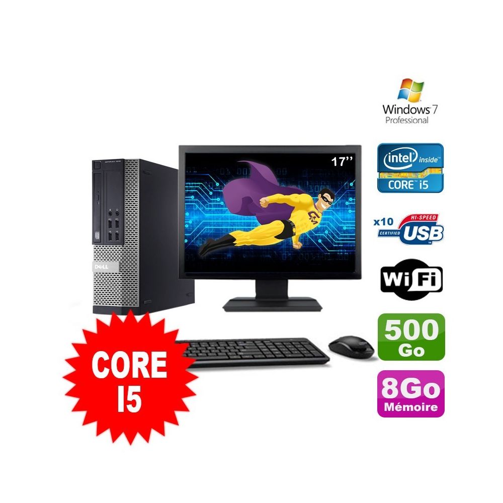 Dell - Lot PC Dell Optiplex 990 SFF I5-2400 3.1GHz 8Go 500Go DVD Wifi W7 + Ecran 17"""" - PC Fixe