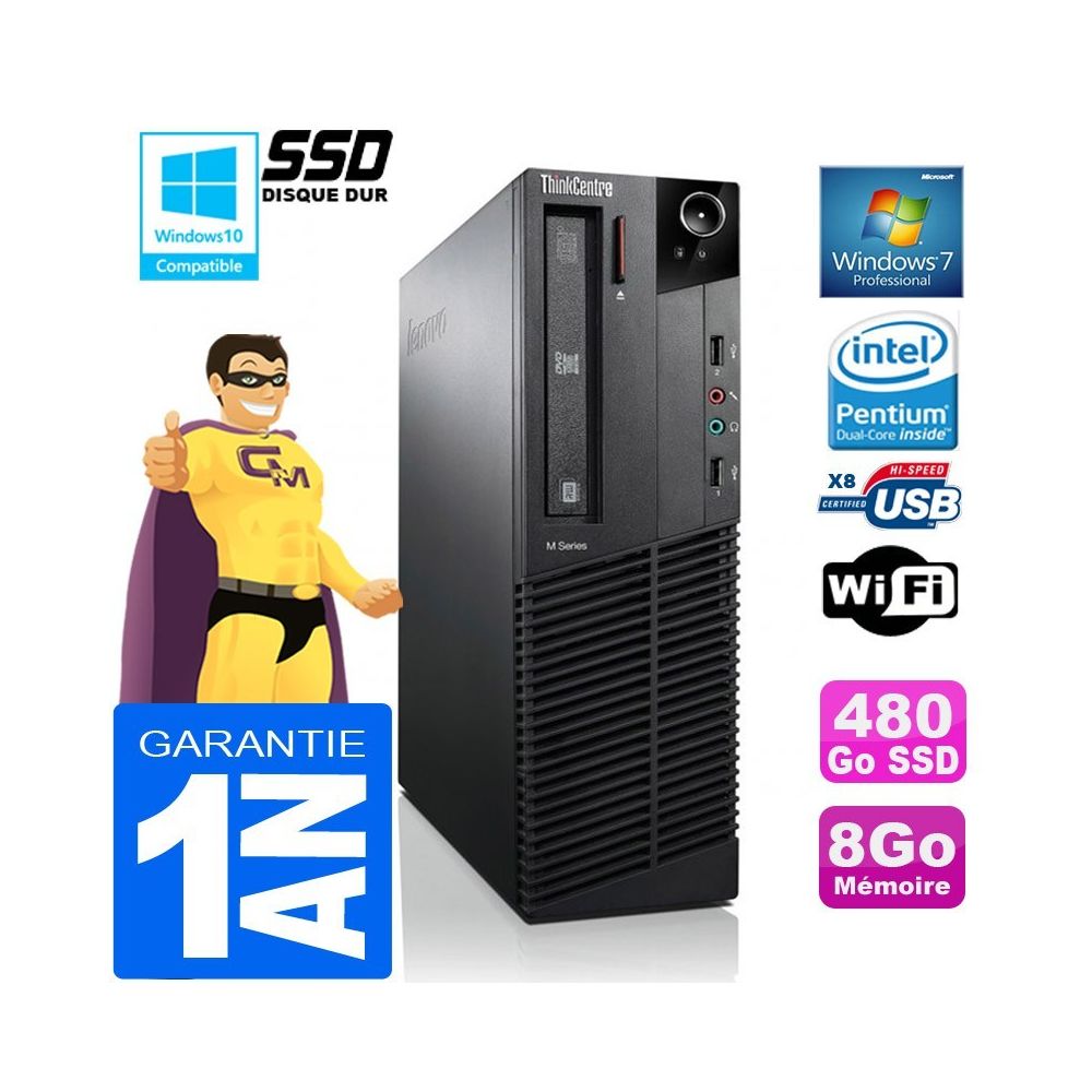Lenovo - PC Lenovo M92p SFF Intel G630 Ram 8Go Disque 480 Go SSD Graveur DVD Wifi W7 - PC Fixe