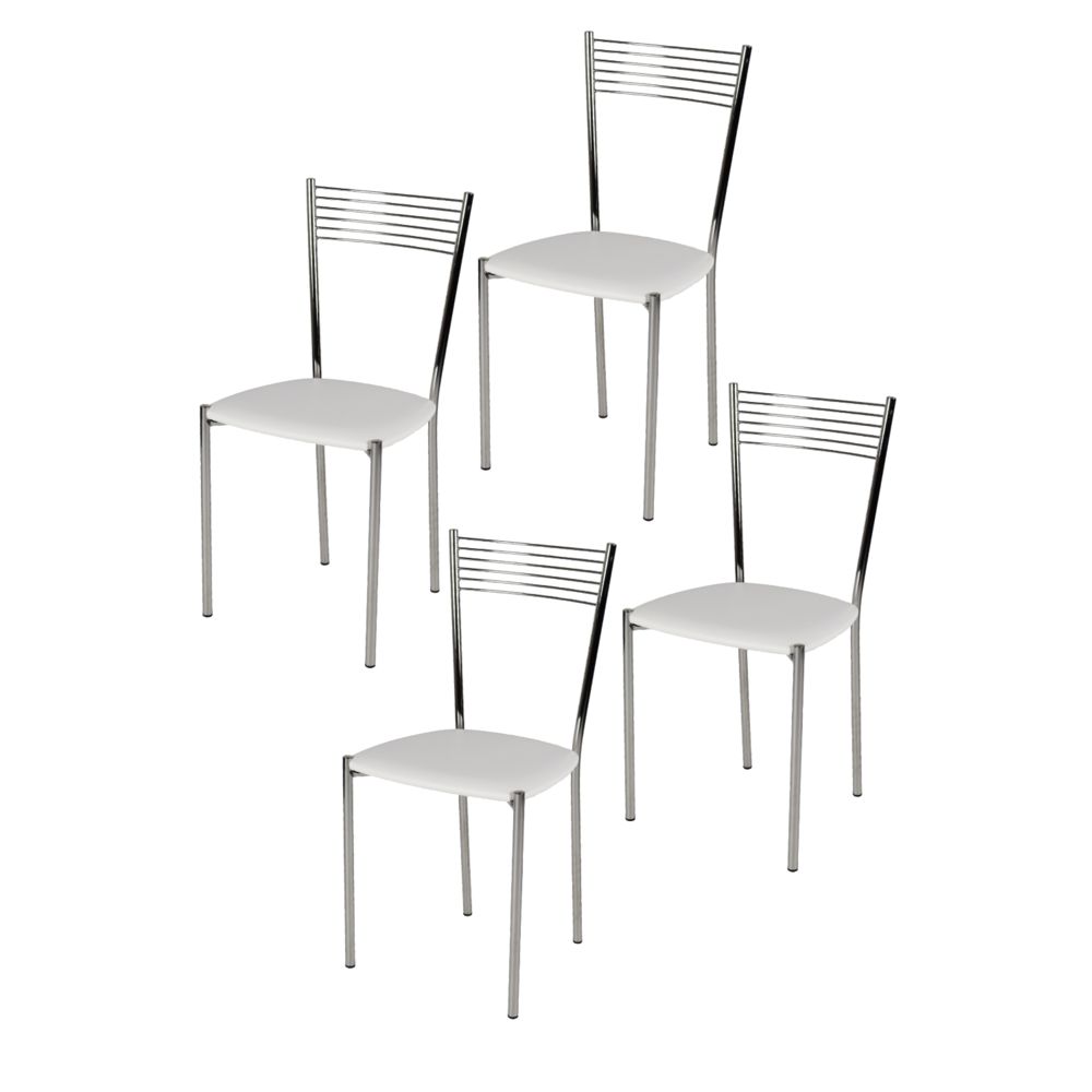 Tommychairs - Tommychairs - Set 4 chaises Elegance pour Cuisine et Salle à Manger, Structure en Acier chromé et Assise en Cuir Artificiel Blanc - Chaises