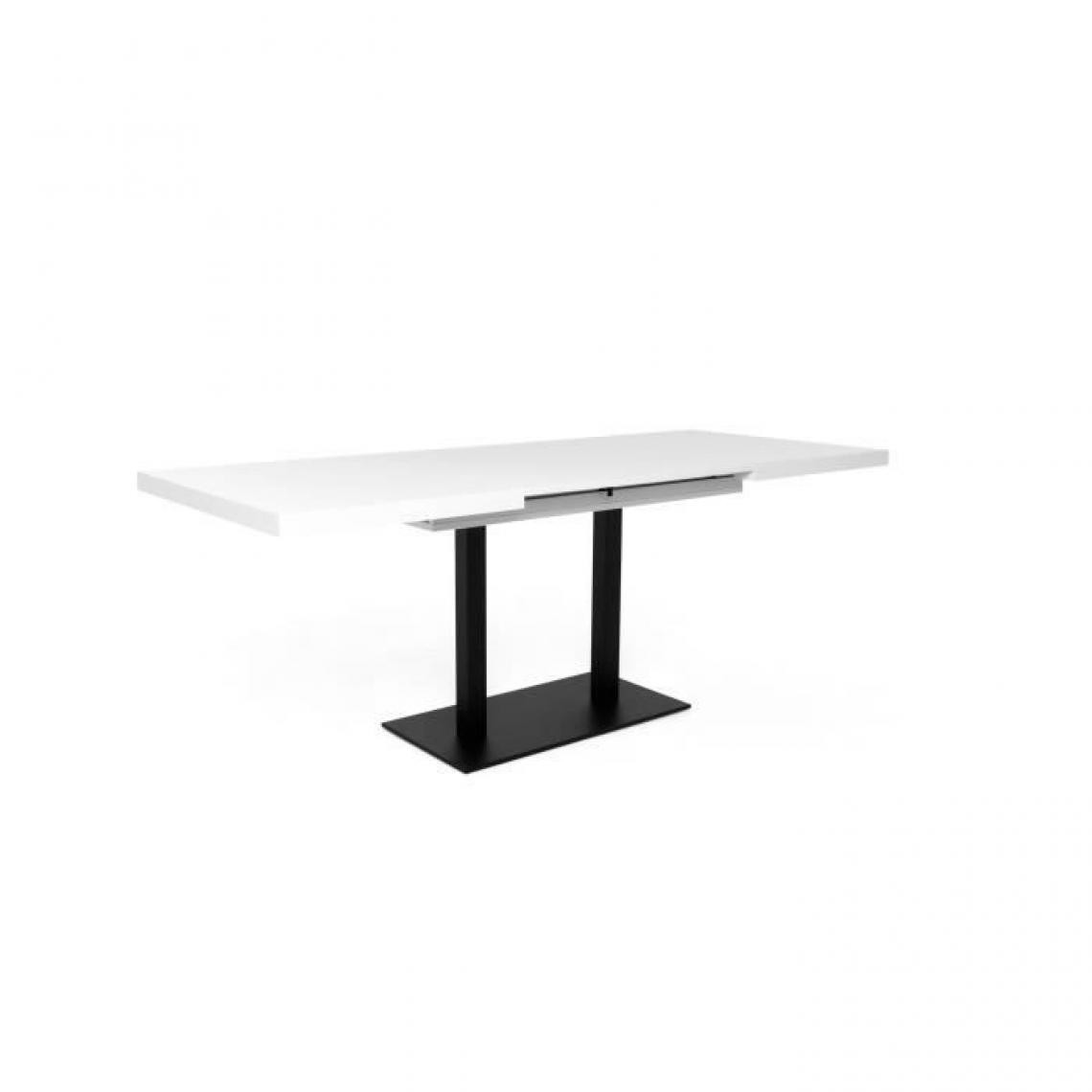 Cstore - ORLANDO Table a manger a rallonge - Style contemporain - Laqué blanc et noir - L 120-200 x P 80 x H 75 cm - Tables à manger