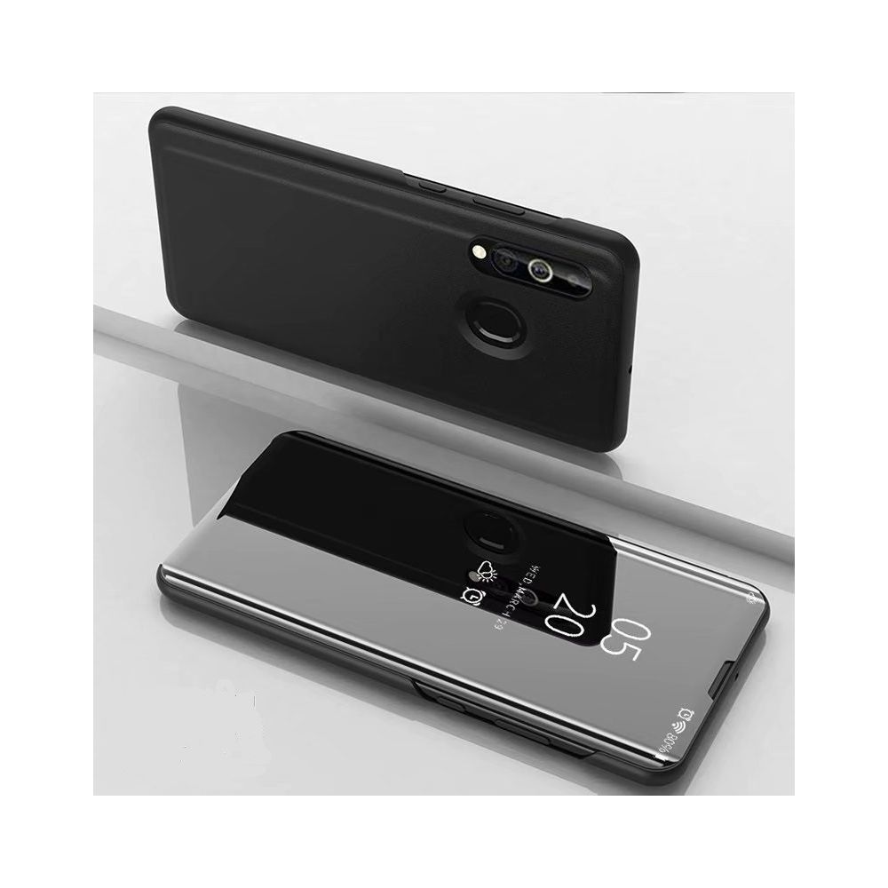 Wewoo - Coque Rigide Etui à rabat en cuir avec miroir de galvanisation pour Samsung A20 E support Noir - Coque, étui smartphone