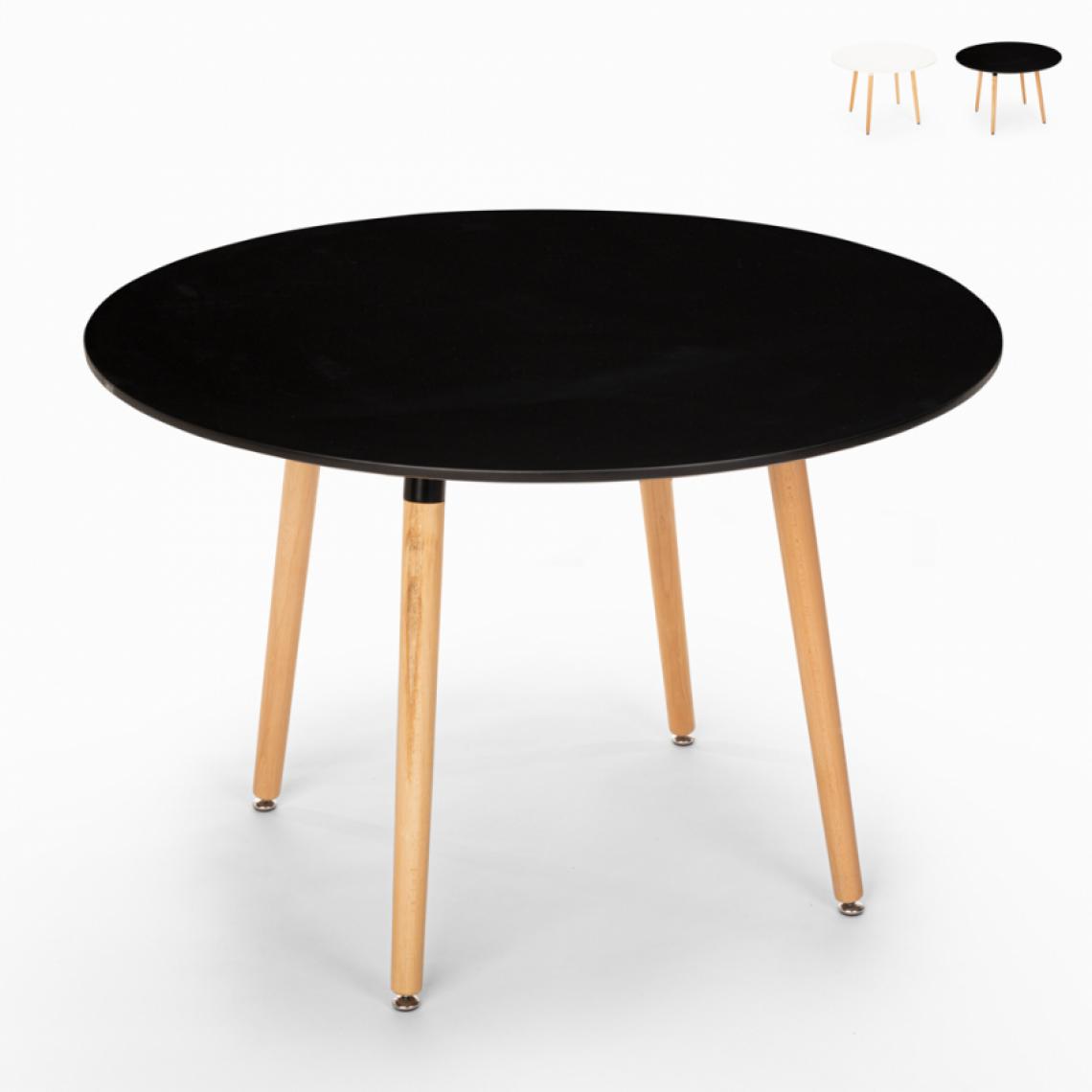 Ahd Amazing Home Design - Table ronde en bois design en bois 100cm cuisine bar restaurant Moss, Couleur: Noir - Tables à manger