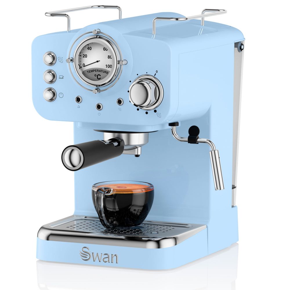 Swan - Machine à café Espresso et Cappucino Express Retro 15 Bar design vintage Bleu 1100W SWAN SK22110BLN - Expresso - Cafetière