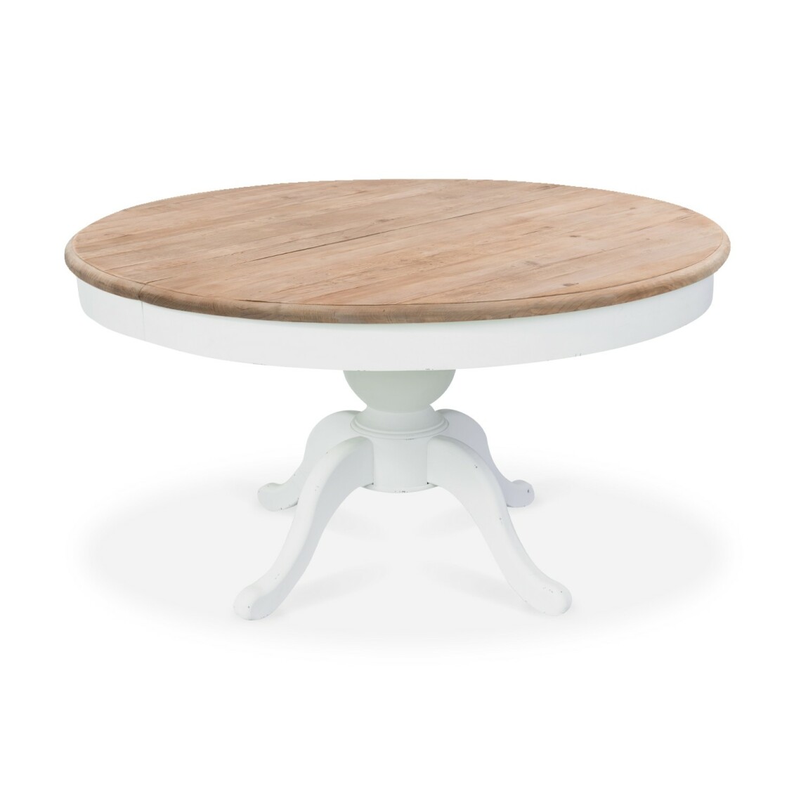 marque generique - Table ronde extensible en bois SIDONIE blanc - Tables à manger
