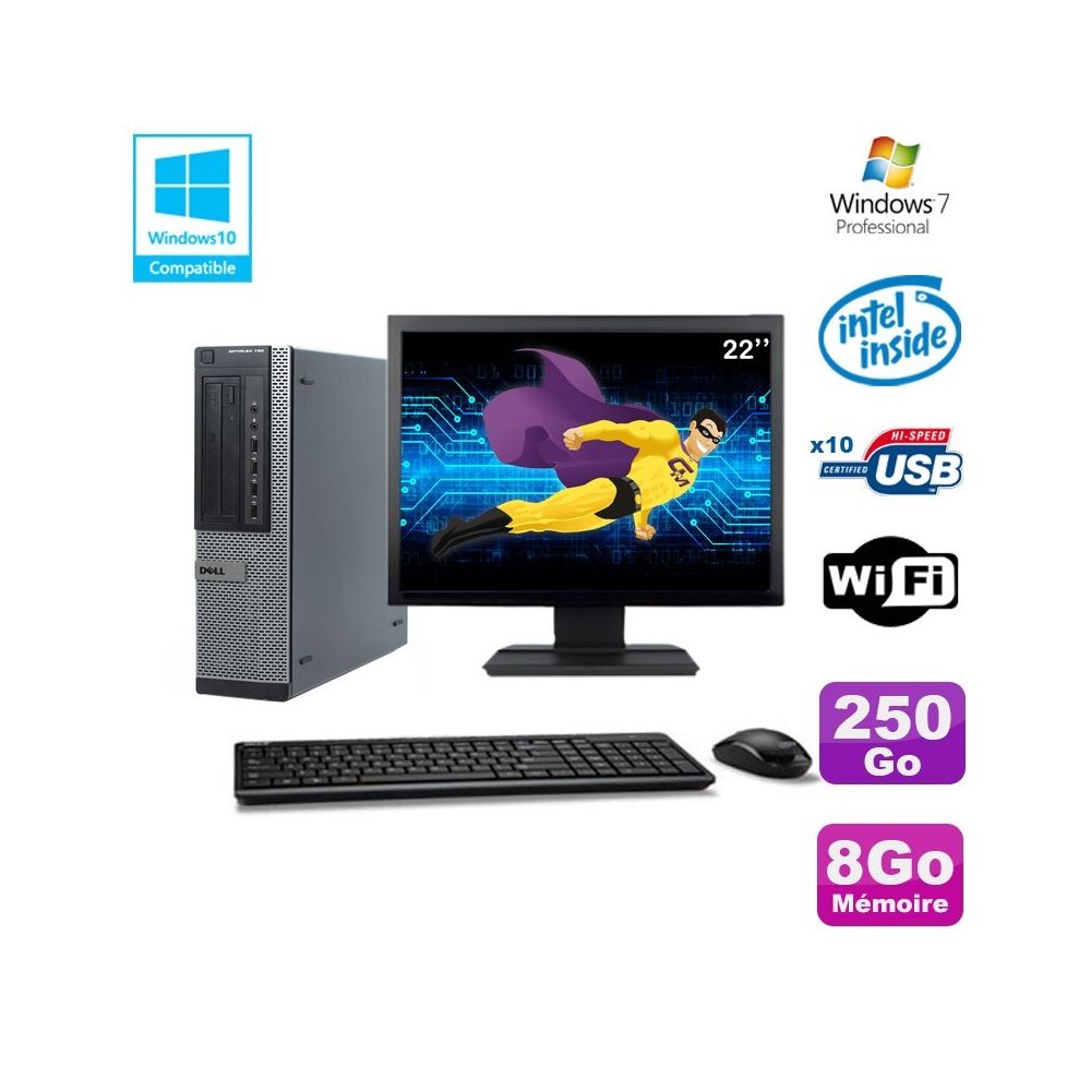 Dell - Lot PC Dell 790 DT G630 2.7Ghz 8Go Disque 250Go DVD WIFI Win 7 + Ecran 22"""" - PC Fixe