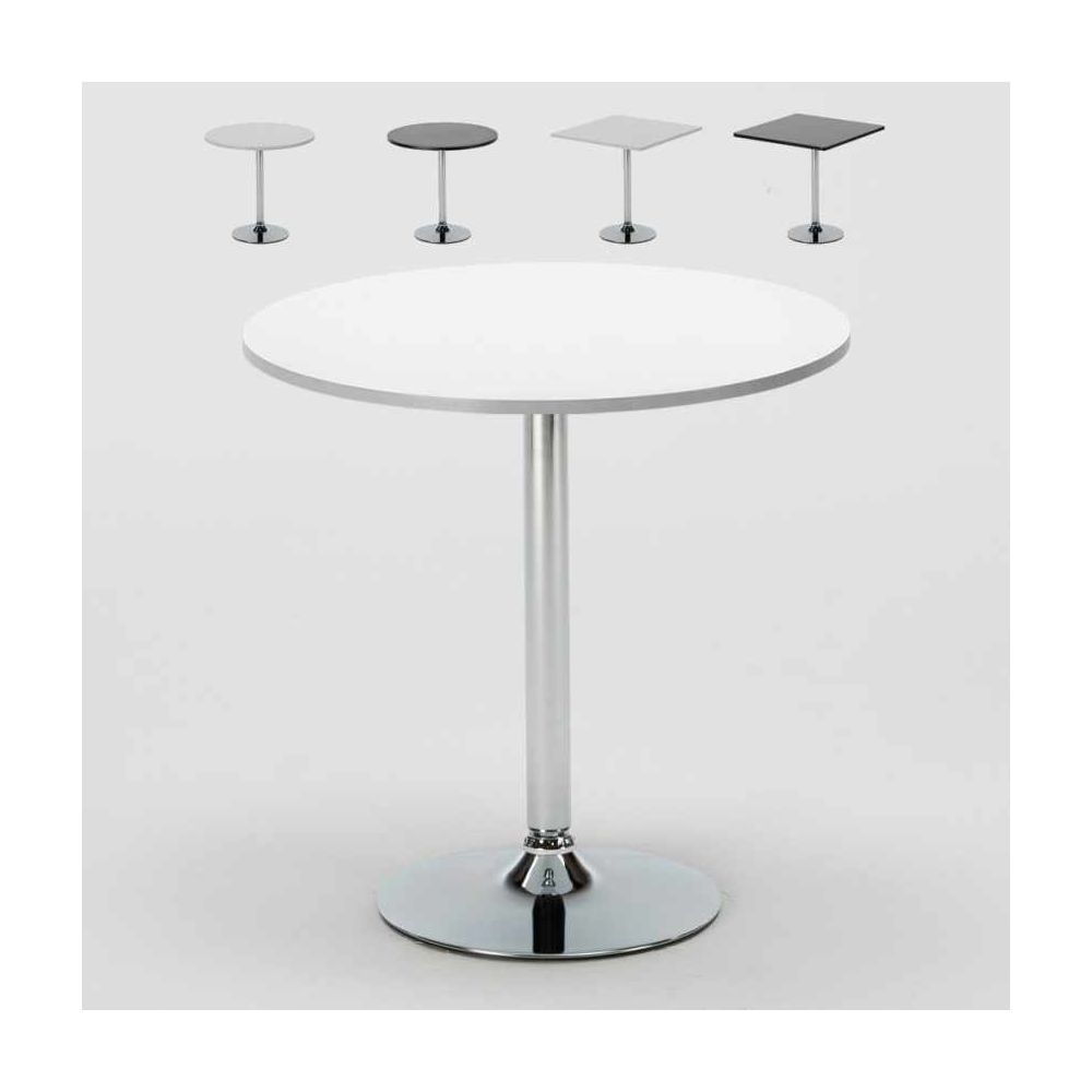 Ahd Amazing Home Design - Bar Table ronde blanc carré noir 70x70 B - Chaises