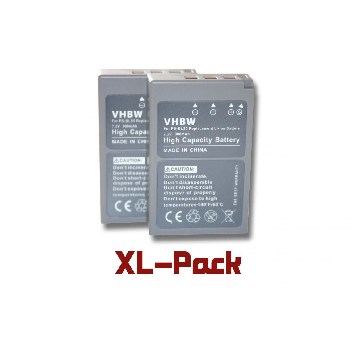 Vhbw - vhbw 2x batterie compatible avec Olympus OM-D E-M10 Mark II, E-M10 II, E-M10 Mark III, E-M5 Mark III appareil photo APRN (900mAh, 7,2V, Li-Ion) - Batterie Photo & Video