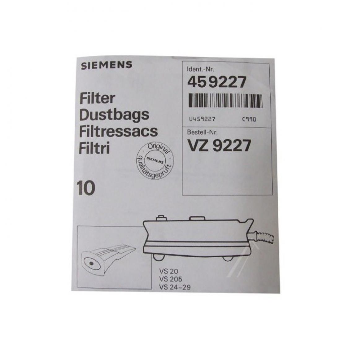 Bosch - Sachet de sacs x10 siemens pour aspirateur bosch b/s/h - Sacs aspirateur