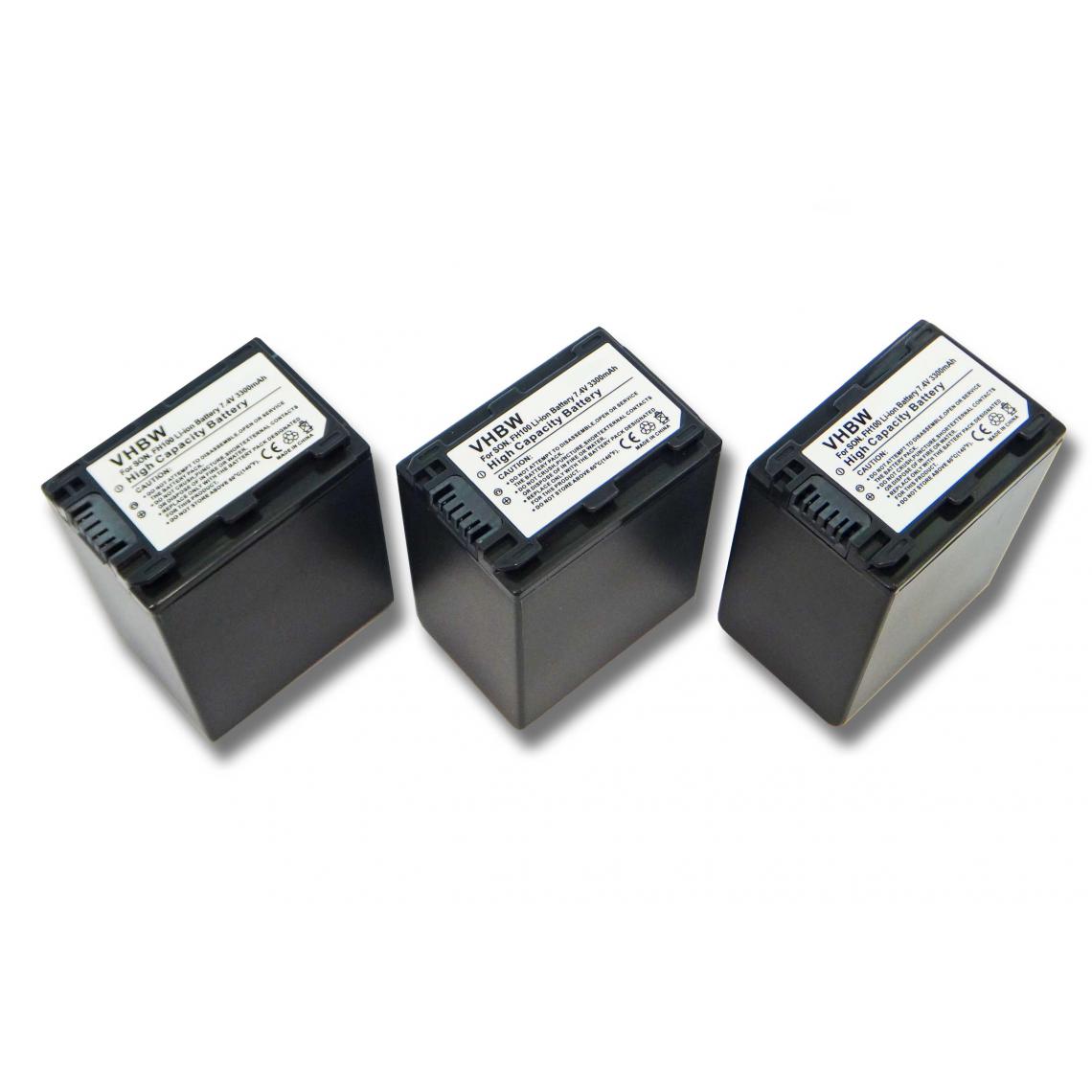 Vhbw - vhbw 3x batterie compatible avec Sony HDR-SR37E, HDR-SR5(E), HDR-SR7(E), HDR-SR8(E) caméra vidéo (3300mAh, 7,4V, Li-ion) avec puce d'information - Batterie Photo & Video