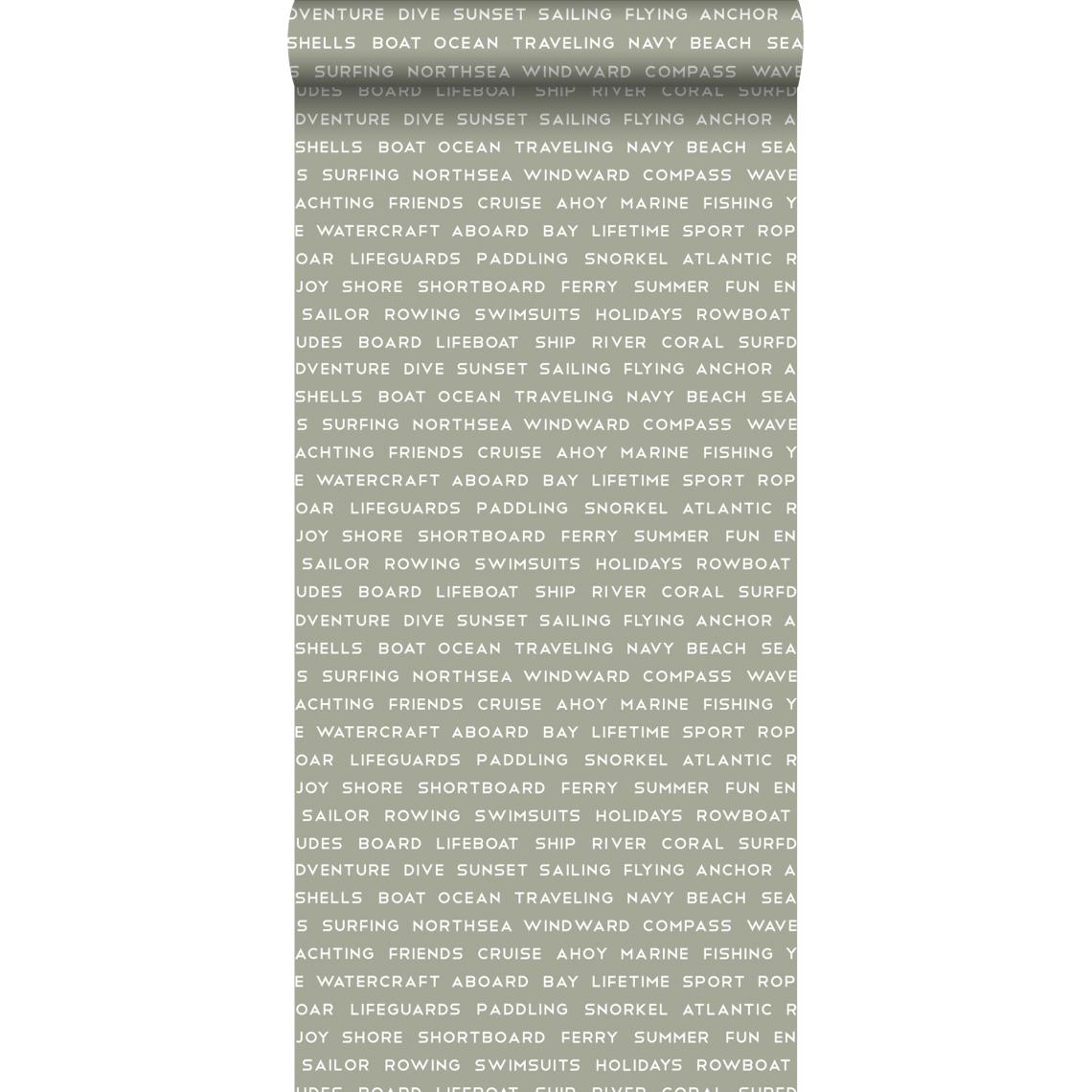 ESTAhome - ESTAhome papier peint textes maritimes de plage vert armée - 138959 - 0.53 x 10.05 m - Papier peint