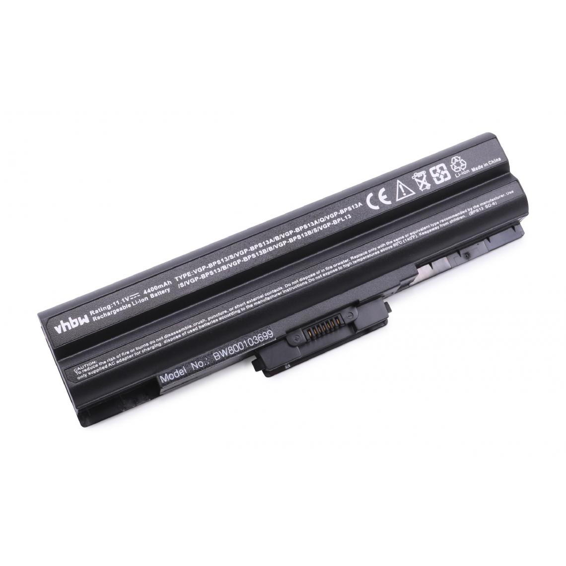 Vhbw - vhbw Batterie compatible avec Sony Vaio VPCS125EC, VPCS128EC, VPCS129GC, VPCS12C7E/B ordinateur portable (4400mAh, 11,1V, noir) - Batterie PC Portable