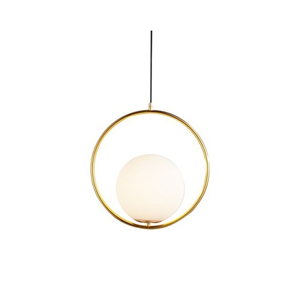 Wewoo - Lampe suspendue Luminaire Salon anneau créatif lustre salle à manger chambre boule de verre (blanc chaud) - Suspensions, lustres