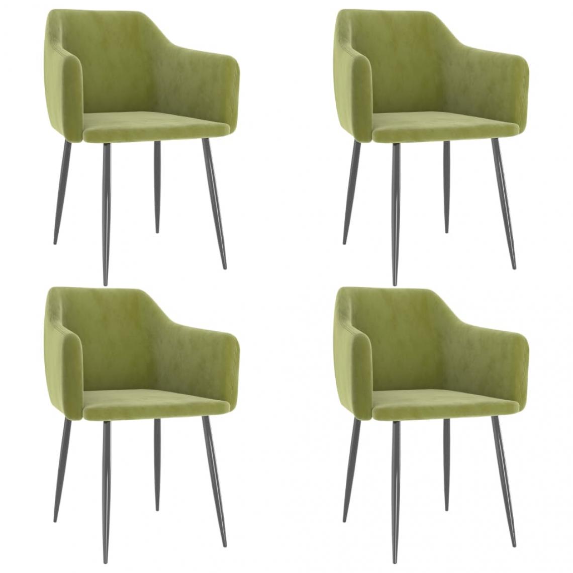 Decoshop26 - Lot de 4 chaises de salle à manger cuisine design moderne velours vert clair CDS022020 - Chaises