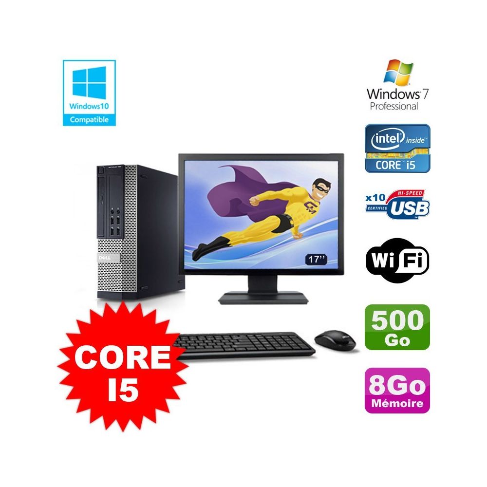 Dell - Lot PC Dell 7010 SFF Core I5 2400 3.1GHz 8Go Disque 500Go Wifi W7 + Ecran 17"""" - PC Fixe