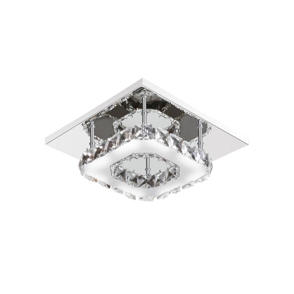 Swissant - SWISSANT®Plafonnier Lampe Cristal Lampe de Plafond Acier Inoxydable LED Miroir 12W Lustre moderne en cristal pour salon, chambre à coucher - Suspensions, lustres