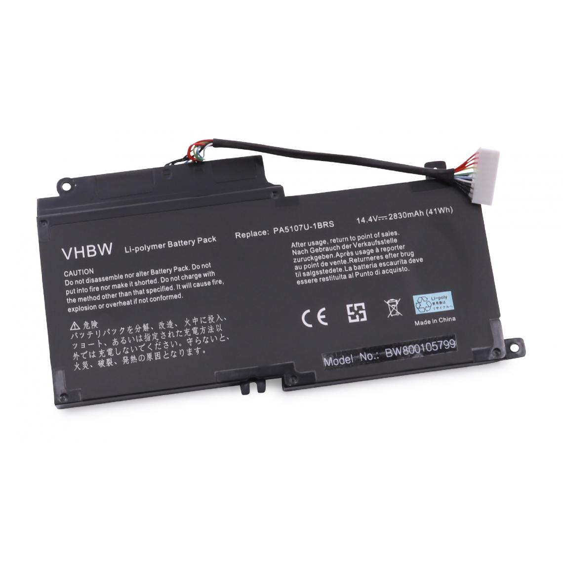 Vhbw - vhbw batterie compatible avec Toshiba Satellite P50-B-11Q, P50-B-11R, P50-B-11U, P50-B-11V, P50-BT02M1 laptop (2500mAh, 14,4V, Li-Ion) - Batterie PC Portable
