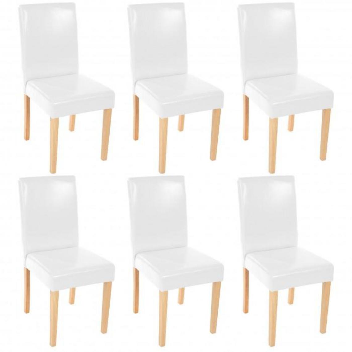 Decoshop26 - Lot de 6 chaises de salle à manger simili-cuir blanc pieds clairs CDS04247 - Chaises