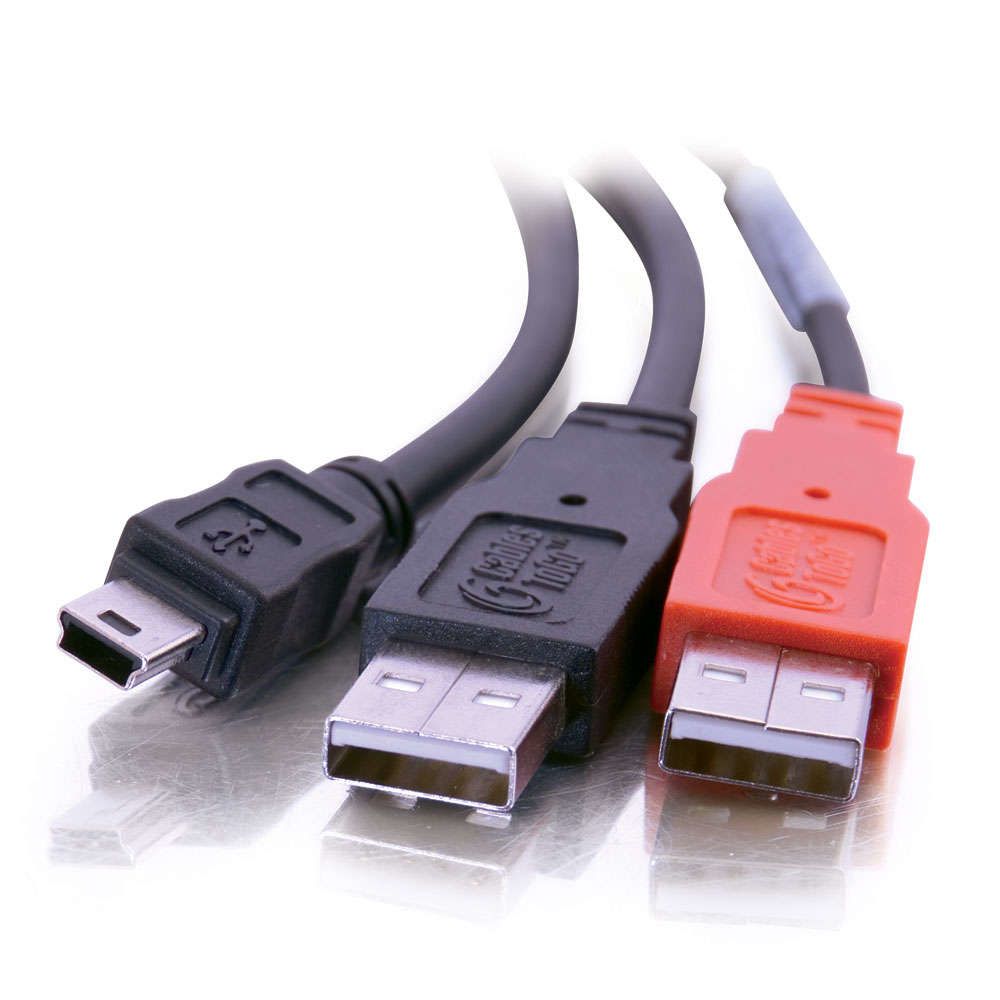 Cables To Go - C2G USB Mini-B/USB A Y-Cable câble USB 2 m Mini-USB B Noir - Câble USB