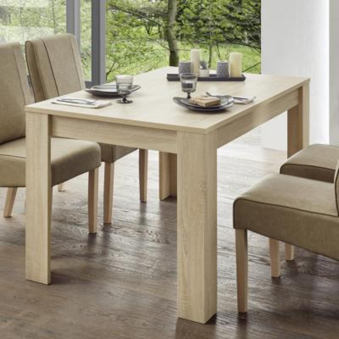 Nouvomeuble - Table 140 cm avec rallonge couleur chêne clair VICTOIRE - Tables à manger