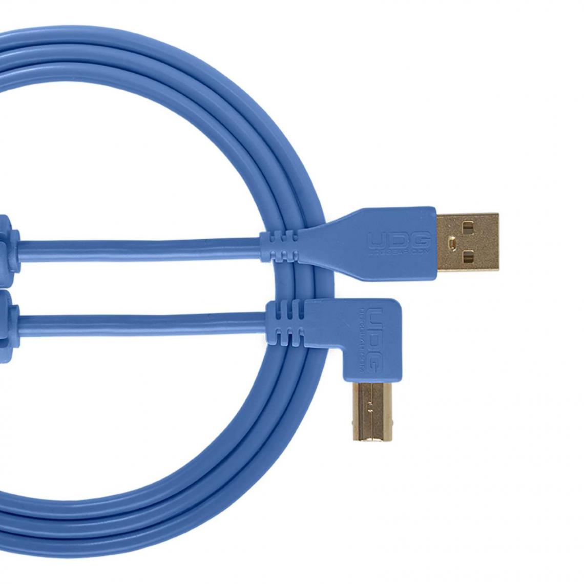 Udg - UDG U 95005 LB - Câble UDG USB 2.0 A-B Bleu Coudé 2m - Câble antenne