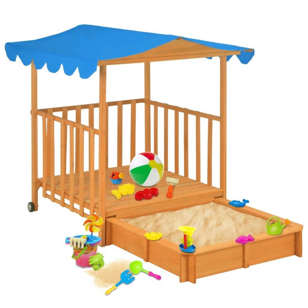 Vidaxl - vidaXL Maison de jeu pour enfants avec bac à sable Bois Bleu UV50 - Bacs à sable