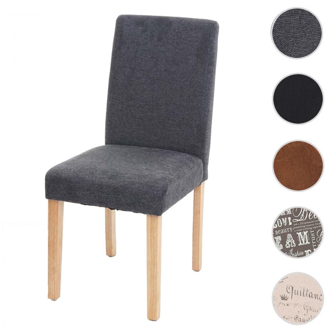 Mendler - Chaise de salle à manger Littau, chaise de cuisine, tissu/textile ~ gris anthracite, pieds clairs - Chaises