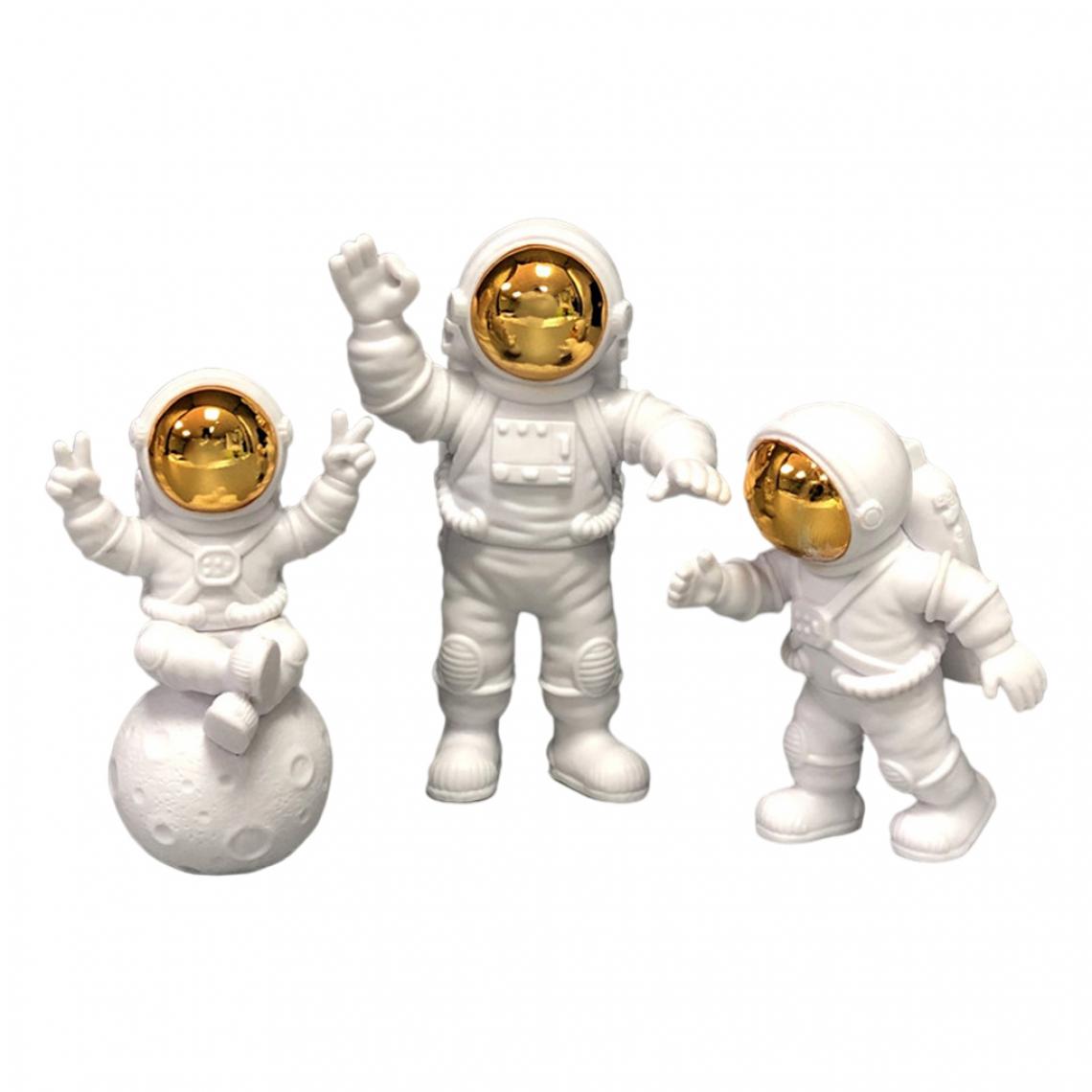 marque generique - Astronaute Moderne Figurines Spaceman Statue étagère à La Main à Collectionner Decor Or - Statues